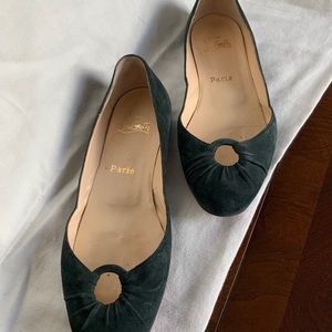 Christian Louboutin green velvet flats